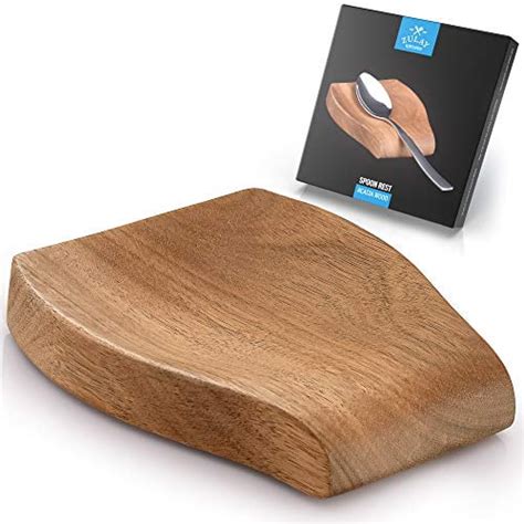 Zulay Acacia Wood Spoon Rest For Kitchen Smooth Wooden Spoon Holder