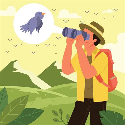 Ornithologist Studying Bird Physical Appearance Concept 6859783 Vector
