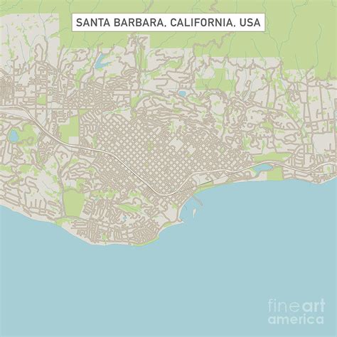 Santa Barbara California Us City Street Map Digital Art By Frank