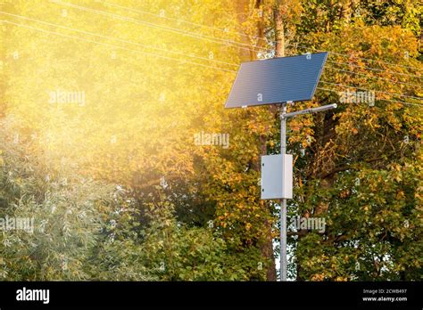 Modern Street Lighting Pole With Solar Panel Stock Photo Alamy