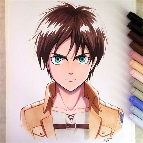 Eren Jaeger Copic Marker Drawing Anime Character Drawing Copic