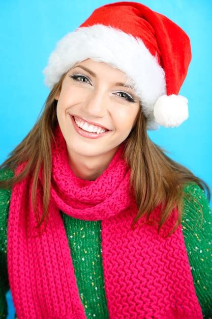 Premium Photo Beautiful Smiling Girl In Santa Hat
