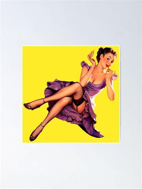 Super Hot Pin Up Purple Yellow Background Poster By Danteartist Redbubble