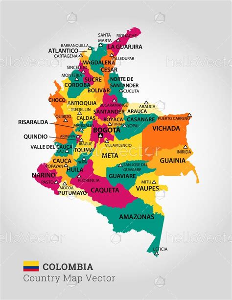 Detailed Map Of Colombia Vector Illustration Download Graphics