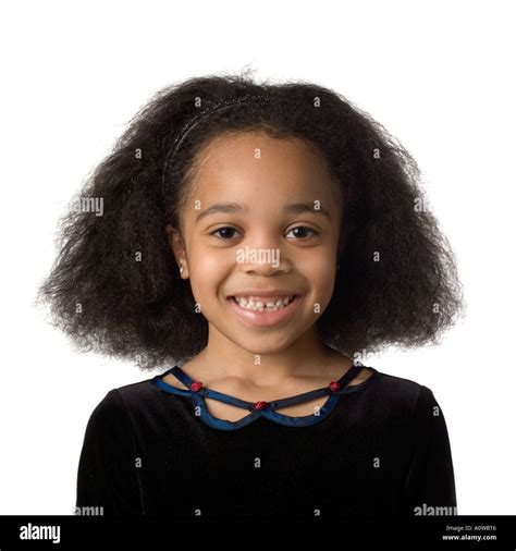 Portrait Of Smiling 7 9 Year Old Adorable African American Girl Stock