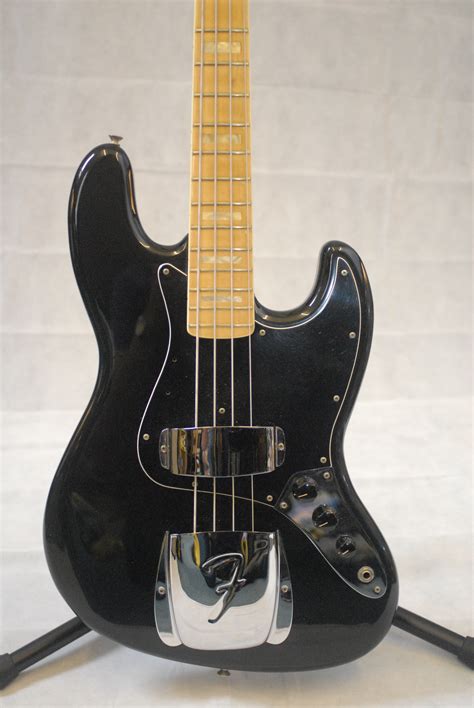 1977 Fender Jazz Bass Usa Black With Black Guard Maple Neck Nicknamed Jj My Guitars 4u