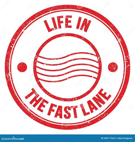 LIFE in the FAST LANE Text on Red Round Postal Stamp Sign Stock