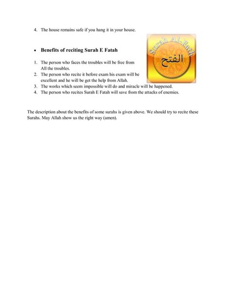Benefits Of Reciting Some Surahs