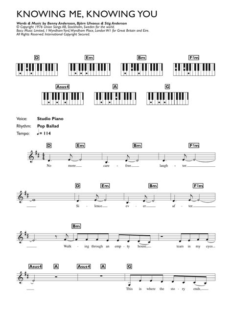 Knowing Me, Knowing You Sheet Music | ABBA | Piano Chords ...