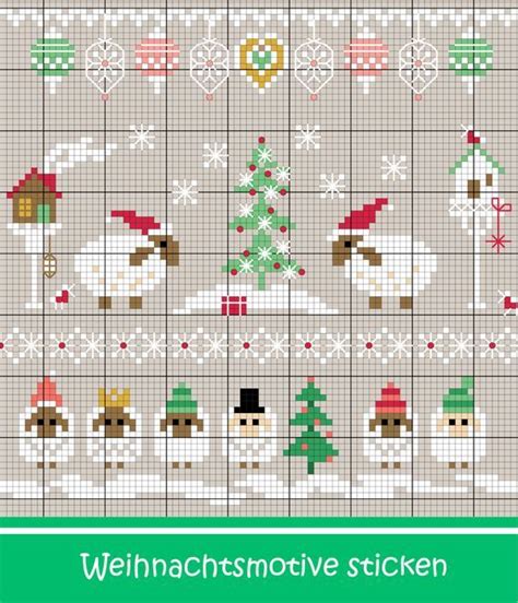 Das spart nicht nur geld, sondern bedeutet außerdem, dass sie mit ihrem individuellen stickprojekt in gezähltem kreuzstich und co. Weihnachtliche Schafe sticken - Entdecke zahlreiche kostenlose Charts zum Sticken! (mit Bildern ...