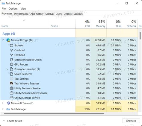 Task Manager In Windows 11 Now Shows In Detail How Edge Uses Resources