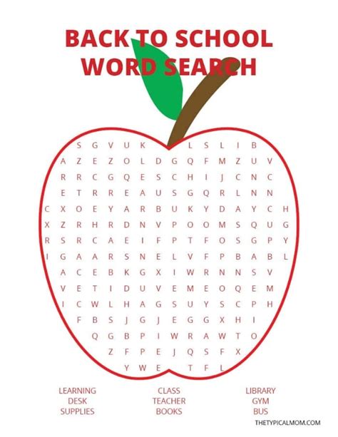 Free Back To School Word Search Pdf Printable