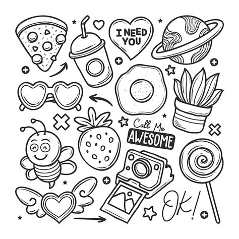 Free Vector Stickers Hand Drawn Doodle