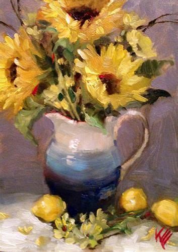 Daily Paintworks Sunflowers Lemons Original Fine Art For Sale