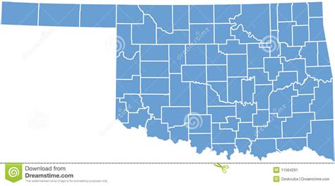 Oklahoma State Map By Counties Stock Image Image 11564291