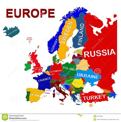 Europe Political Map Stock Vector Illustration Of Political 53791368