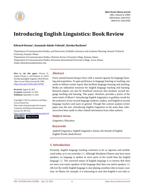 Pdf Introducing English Linguistics Book Review