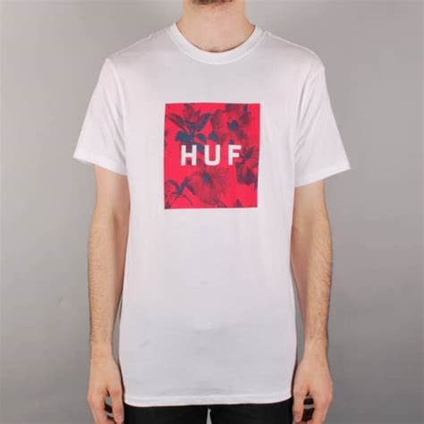 Huf Huf Box Logo Fill Floral T Shirt White Skate T Shirts From