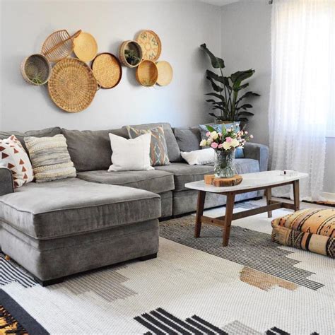 Eclecticleigh On Instagram Boho Living Room Grey Sectional Sofa