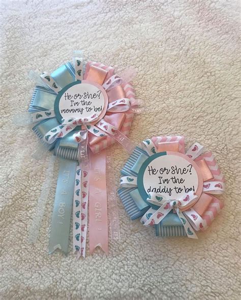 Large Gender Reveal Ribbon Corsage Mommy To Be Daddy To Be Gender