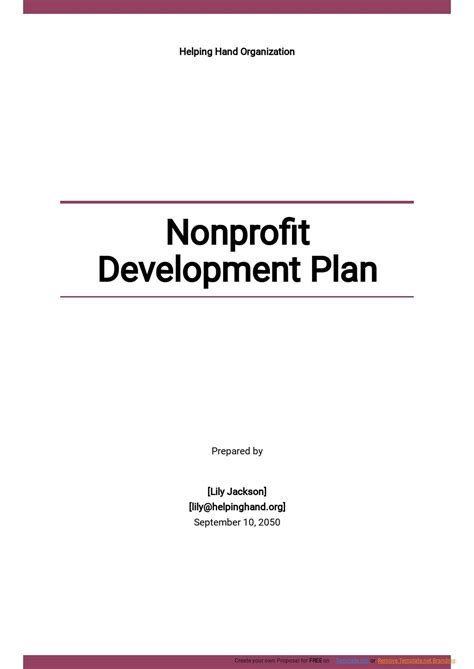 Non Profit Development Plan Template