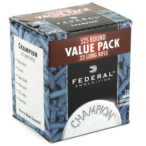 Federal Champion 22 Long Rifle Ammo 36 Grain Cp Hp 525 Rounds