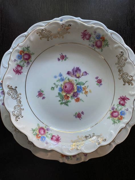 Rare Bavaria China Set Of Dishes For 2 Made In Germany Dresden Floral