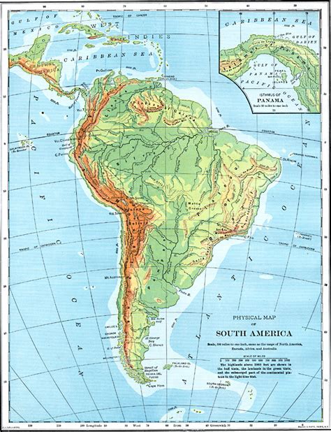 Physical Map Of South America