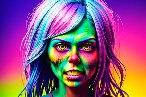 Premium Ai Image Fashionable Portrait Of A Beautiful Zombie Girl With