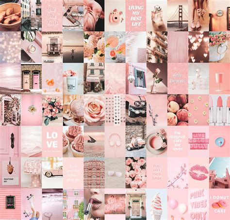 80 Pcs Pink Aesthetic Collage Kit Pink Aesthetic Collage Pastel Pink