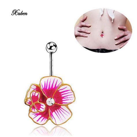 Buy Luxury Enamel Flower Butterfly Belly Button Body Jewelry Piercing Navel