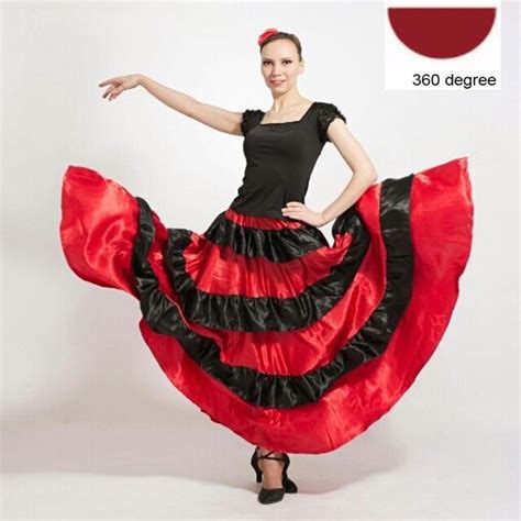 plus size lady spanish flamenco skirt dance costumes clothing for women red black spanish