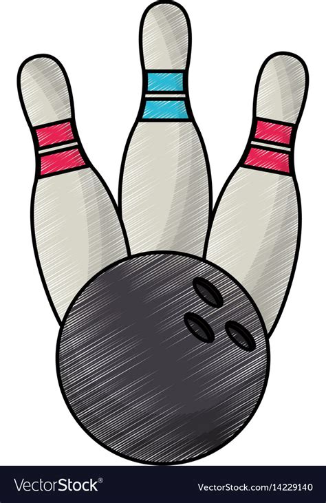 Drawing Bowling Ball Pin Equipment Royalty Free Vector Image