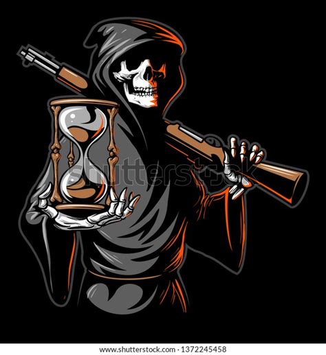 Grim Reaper Holding Hour Glass One Stock Vector Royalty Free