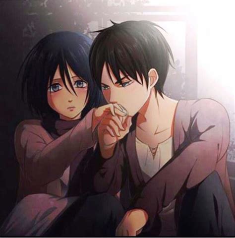 Eren And Mikasa Hand Kiss Gambar Anime Ilustrasi Karakter Gambar