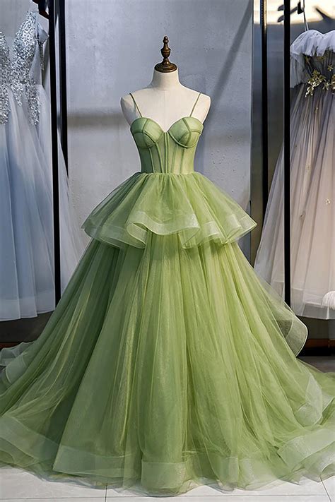 Sevintage Light Green Tulle Long Prom Dresses Pleats Off The Shoulder