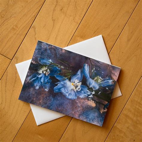 Blue Flowers Blank Greeting Card Wenvelope Fine Art Etsy Blank