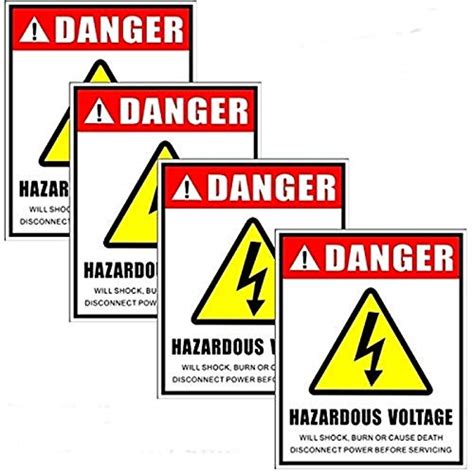 Buy Outdoorindoor 4 Pack 5 X 4 Hazardous Voltage Danger Shock