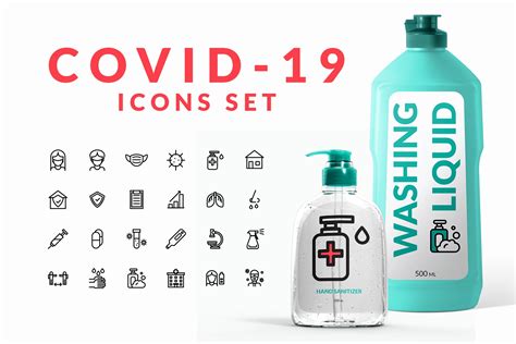 Covid 19 Icons Set Outline Icons Creative Market