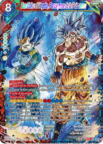 Goku was arguably the best commander in the first set, and he retains his power now, serving as a commander who scales well as your energy but for now, as we eagerly await the next dragon ball super expansion set, vote for your favorite card and i'll see you at our next gaming countdown! Son Goku et Vegeta, Paroxysme de la Puissance (BT9-136 ...