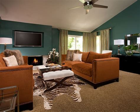 Glamorous transitional living room with images teal living. 53 Adorable Burnt Orange And Teal Living Room Ideas | Teal ...
