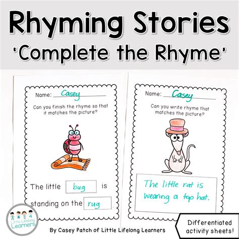 Rhyming Stories Complete The Rhyme Little Lifelong Learners
