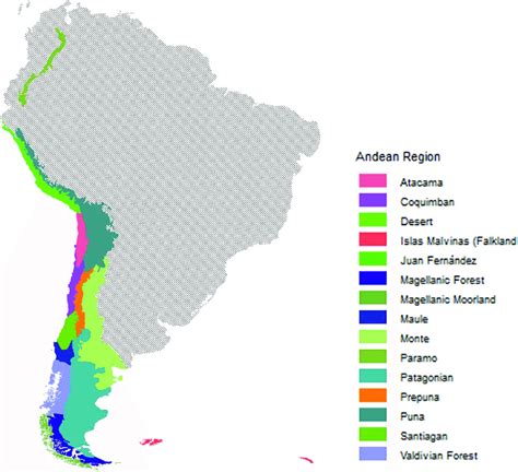 Rasterized Andean region with corresponding subregions and provinces ...