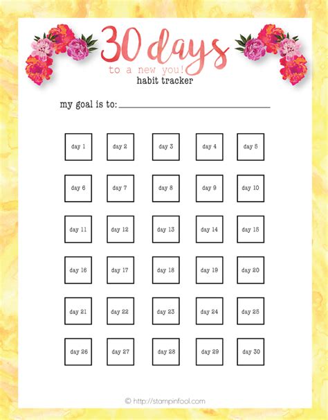 30 Day Habit Tracker Free Printable PRINTABLE TEMPLATES