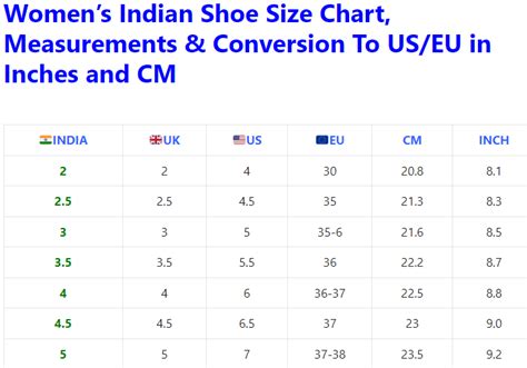 US Shoe Size To India Conversion Sizing Guide Charts 51 OFF