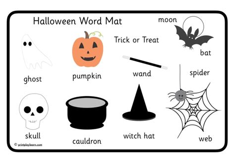 Halloween Word Mat Printable Teaching Resources Print Play Learn
