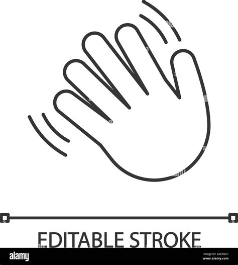 Waving Hand Gesture Emoji Linear Icon Thin Line Illustration Hello