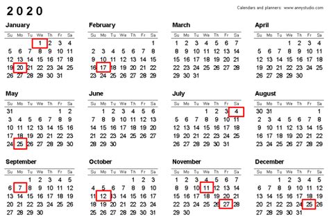 List Of Us Federal Holidays 2020 Calendar Observances In The United