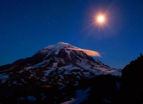 Shrouded In Mystery ~ Mount Rainier In The Moonlight Cool Landscapes