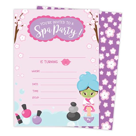 Spa Day 2 Happy Birthday Invitations Invite Cards 25 Count With